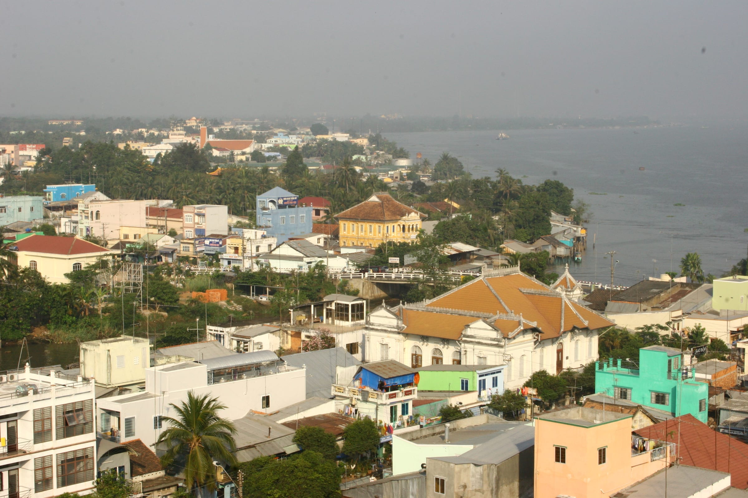 Rooftops of Vinh Long city beside the Co Chien river