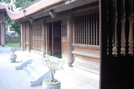 A carved wooden hall at the Temple of Literature in Hanoi
